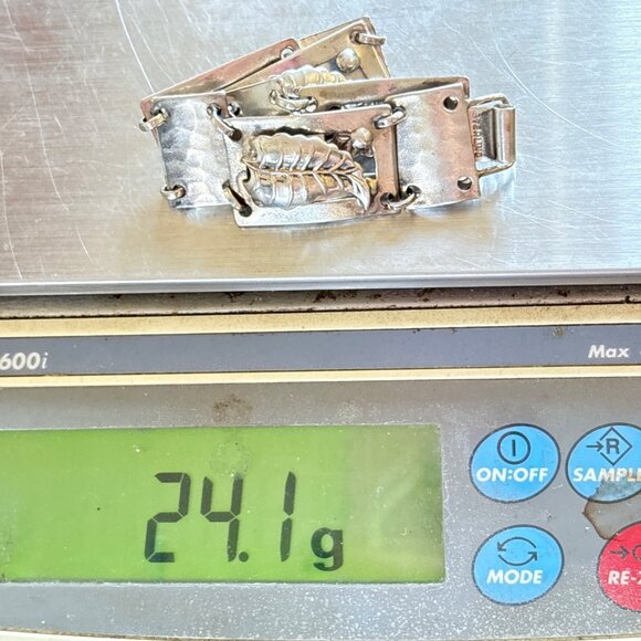 VTG Sterling Silver 925 Leaf Design Large Link Bracelet Size 7.25" Length - Picture 10 of 10